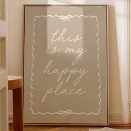 This Is My Happy Place Art Print Minimalist Beige Wall Decor - thumbnail 3