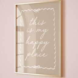 This Is My Happy Place Art Print Minimalist Beige Wall Decor - thumbnail 2
