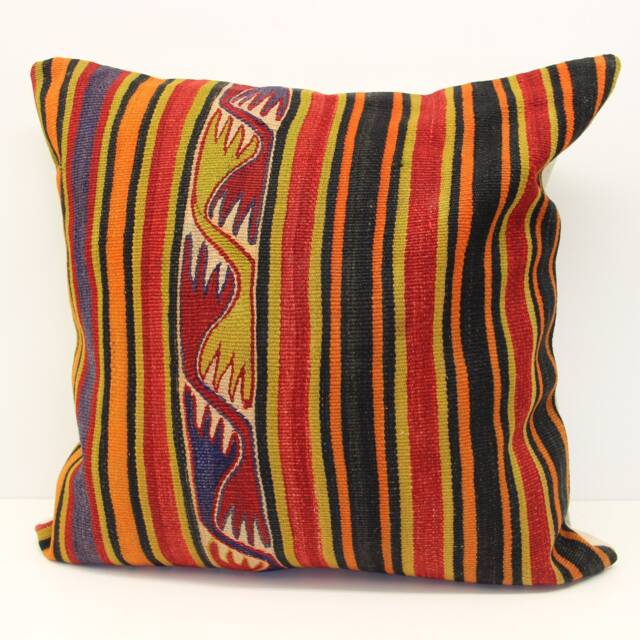 Large Kilim Pillow Cover 24x24, Turkish Oriental Wool - image 1