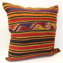 Large Kilim Pillow Cover 24x24, Turkish Oriental Wool - thumbnail 2