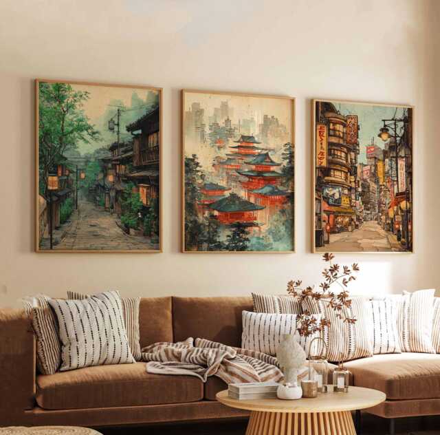 Set Of 3 Osaka Posters, Japan Travel Prints, Wall Art, Decor Set, City Art - image 1