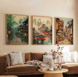 Set Of 3 Osaka Posters, Japan Travel Prints, Wall Art, Decor Set, City Art - thumbnail 1