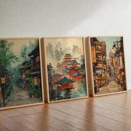 Set Of 3 Osaka Posters, Japan Travel Prints, Wall Art, Decor Set, City Art - thumbnail 2