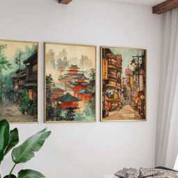 Set Of 3 Osaka Posters, Japan Travel Prints, Wall Art, Decor Set, City Art - thumbnail 3