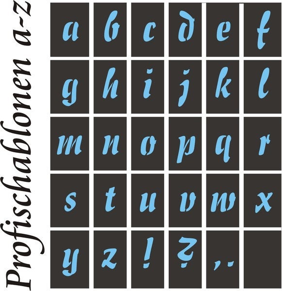 Template, Font Template, Cursive, Stencils, Wall Lettering, Decoration, Text Templates, Lower Case Letters 2-30 cm