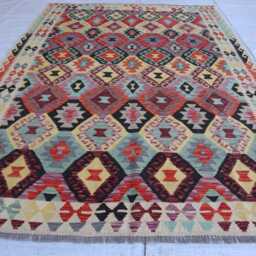 7x9 Afghan Chubi Area Rug, Tribal Flatweave Kilim Brand New Kilim, Maimana Oriental Turkmen Rug For Bedroom, Livingroom - thumbnail 2