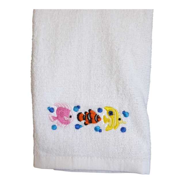 Embroidered Fish Trio Hand Towel - image 1