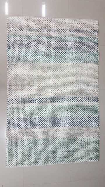 Chunky Wool Rug Felted Hand Woven Jute Blend, Thick White Grey Custom Sizes - image 1