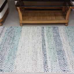 Chunky Wool Rug Felted Hand Woven Jute Blend, Thick White Grey Custom Sizes - thumbnail 2