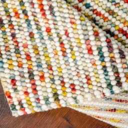 Chunky Wool Rug Felted Hand Woven Jute Blend, Thick White Grey Custom Sizes - thumbnail 4