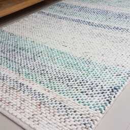 Chunky Wool Rug Felted Hand Woven Jute Blend, Thick White Grey Custom Sizes - thumbnail 3