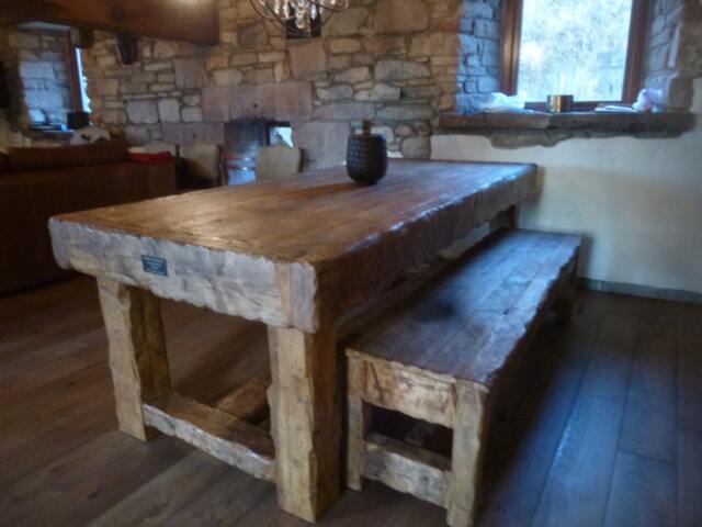 Chunky Dining Table Made From Old French Oak - image 1