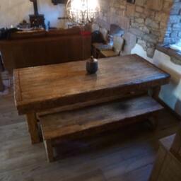 Chunky Dining Table Made From Old French Oak - thumbnail 2
