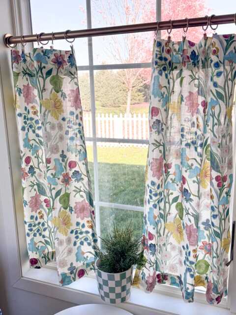 Floral Block Print Curtain Multi-Colored Linen Drapery Fabric - image 1