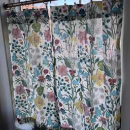 Floral Block Print Curtain Multi-Colored Linen Drapery Fabric - thumbnail 3