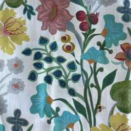 Floral Block Print Curtain Multi-Colored Linen Drapery Fabric - thumbnail 2