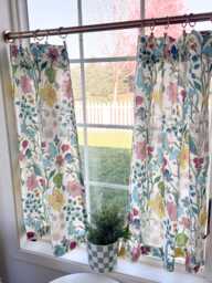 Floral Block Print Curtain Multi-Colored Linen Drapery Fabric - thumbnail 1