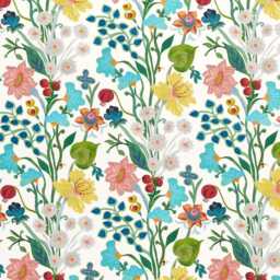 Floral Block Print Curtain Multi-Colored Linen Drapery Fabric - thumbnail 4