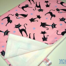 Baby Blanket Cats Pink-Black, Crawl Blanket, Cuddly Stroller Wrap Pad For On The Go - thumbnail 2