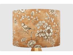 Handmade Lampshade Terracotta Orange Finch Bird Fabric Drum, Vintage Floral Botanical Light Shade For Table/Floor Lamp Or Ceiling Pendant