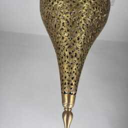 Handmade Moroccan Brass Pendant Light - Teardrop Filigree Chandelier - thumbnail 4