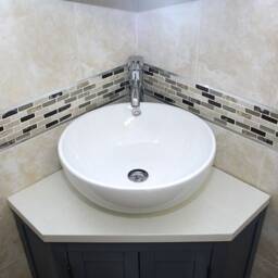 Grey Painted Bathroom Vanity Unit Corner Wash Stand White Quartz & Ceramic Basin 501Bgwqcbc - thumbnail 3