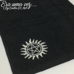 Anti Demon Possession Glyph - Supernatural Themed Embroidered Hand Towel - thumbnail 3