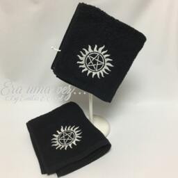 Anti Demon Possession Glyph - Supernatural Themed Embroidered Hand Towel - thumbnail 2