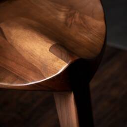 Hikari Solid Walnut Stool - Carved Handmade Seat, Elegant Design - thumbnail 3