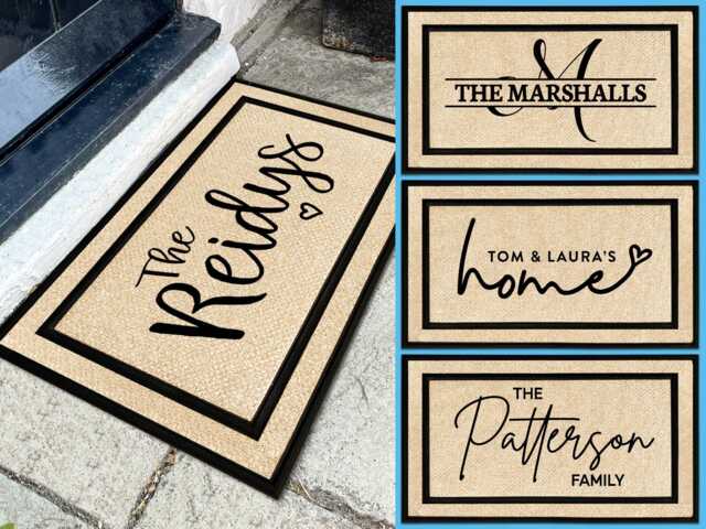 Family Name Garden Door Mat, Personalised Weather Safe Rug - image 1