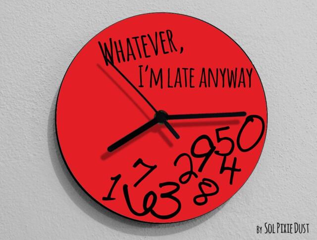 Whatever, I'm Late Anyway/Round Red - Wall Clock - image 1