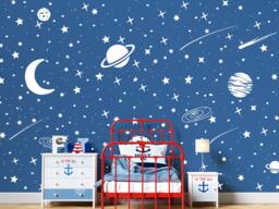 Space Wall Decal Moon, Stars, Planets Vinyl Art C2