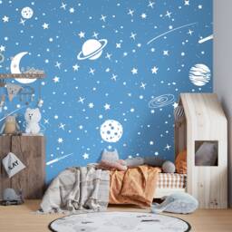 Space Wall Decal Moon, Stars, Planets Vinyl Art C2 - thumbnail 2