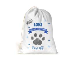 Personalised Dog Cat Christmas Treats Drawstring Gift Bag.. Gift Bag.. Present Stocking.. Paws Off Pet Bag