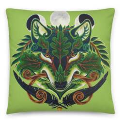 Celtic Green Wolf Square Pillow - thumbnail 3