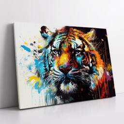 Tiger Head Animal Abstract Modern Jungle Wild Oil Painting Splatter Style Wall Art Framed Canvas Poster Print, Home/Office Room Decor Gifts - thumbnail 2