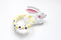 Personalised Bunny Toy, Easter Silicone Sensory Baby Gift - thumbnail 1