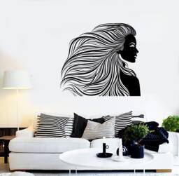 Vinyl Wall Decal Woman Long Hair Beauty Salon Girl Haircut Decor Stickers Mural - #2290Di - thumbnail 1