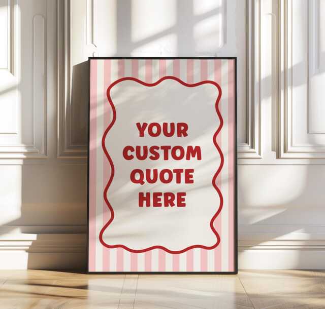 Custom Quote Print - Stripy Personalised Text Saying Song Lyrics Poster Wavy Line Stripes Trendy Decor Gift Retro Wall Art Unframed - image 1
