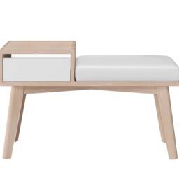 Mid Century Modern Solid Wood Bench With Storage Drawer, Gossip - thumbnail 3