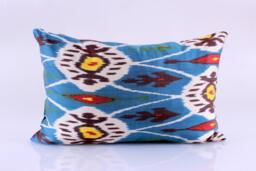 Ikat Silk Velvet Pillow 16x24 - Handmade Boho Cushion Cover Turkish Home Decor Accent
