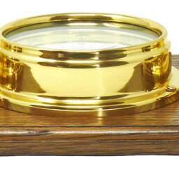 Tabic Brass Tide Clock, Roman Clock & Barometer With Built in Hygrometer Thermometer, All Mounted On A Solid Triple English Oak Mount - thumbnail 3