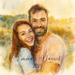 Funny Watercolor Portrait Candle Gift Set, Valentines Day Gift, From Photo, Anniversary Couple Her Him - thumbnail 2