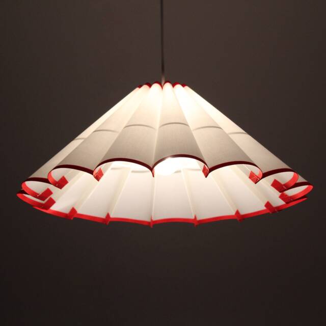 Handmade White Fabric Lampshade With Red Trim-10# - image 1