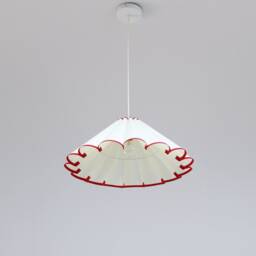 Handmade White Fabric Lampshade With Red Trim-10# - thumbnail 3