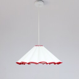 Handmade White Fabric Lampshade With Red Trim-10# - thumbnail 2
