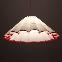 Handmade White Fabric Lampshade With Red Trim-10# - thumbnail 1