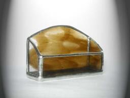 Brown & Clear Stained Glass Business Card Holder - thumbnail 1