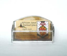 Brown & Clear Stained Glass Business Card Holder - thumbnail 2