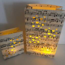 Sheet Music Heart Luminary Bag, Wedding Table Decor - thumbnail 3
